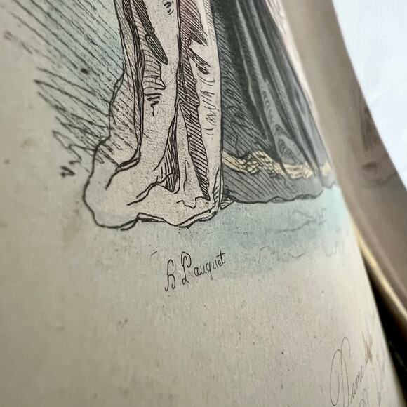 Antique 19th c. Pauquet Court Lady Lithograph | Victorian Wood Oval Frame Art - Picture 4 of 10